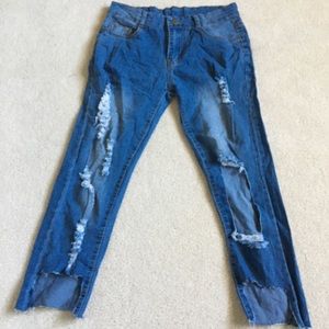 distressed jeans:unknown brand